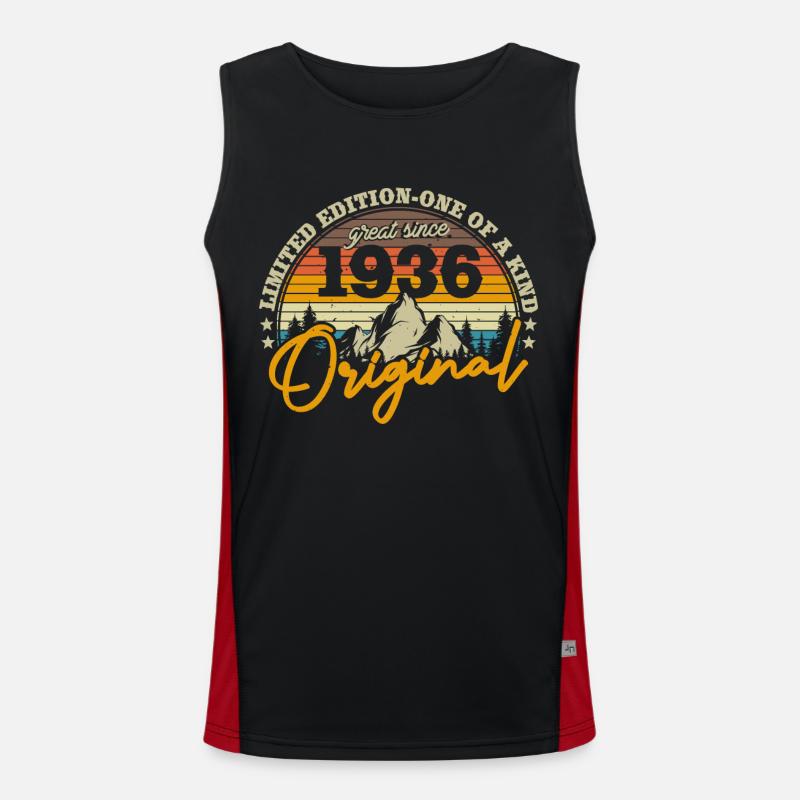 Nostalgic gift 1936 - 87/88 years - Men's Functional Contrast Tank Top  - black/red