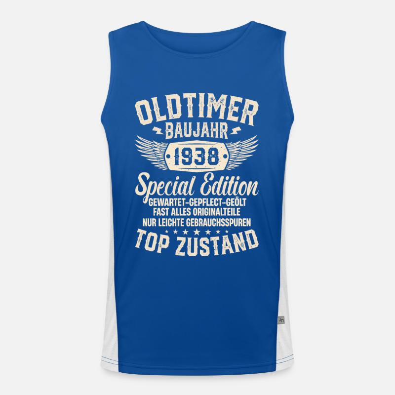 1938 Oldtimer Geburtstagsgeschenk Funktionelles Kontrast-Tank Top für Männer 