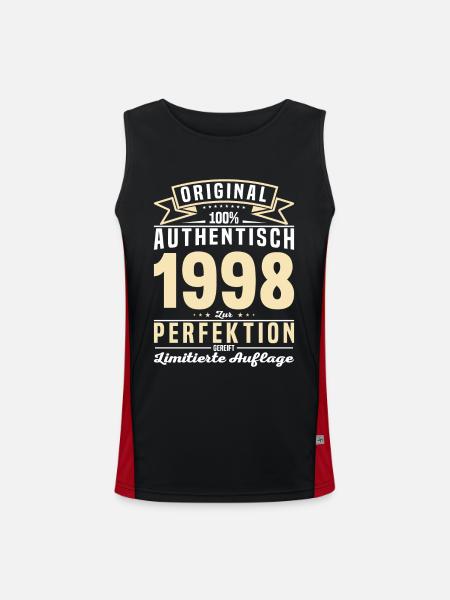 Authentisches Vintage-Geschenk 1998 - Funktionelles Kontrast-Tank Top für Männer  - Schwarz/Rot - Vorne