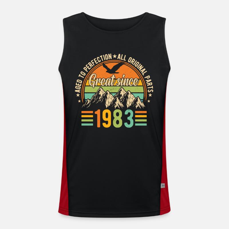 1983 Birthday - Men's Functional Contrast Tank Top  - black/red