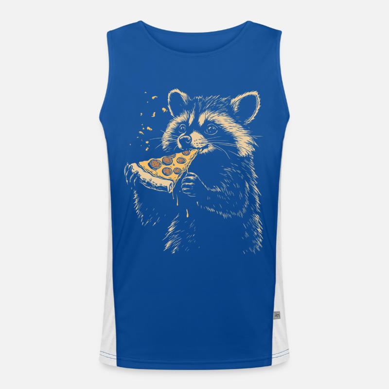 Waschbär isst Pizza Funktionelles Kontrast-Tank Top für Männer 