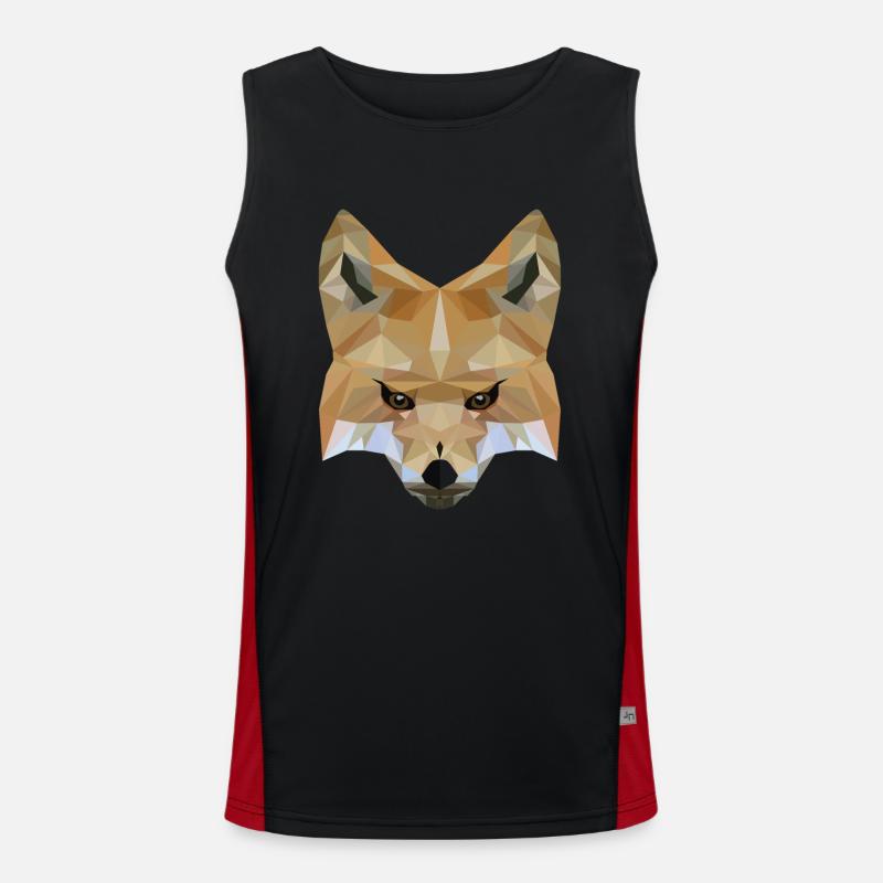 Low Poly Art Fox - Geschenkidee Funktionelles Kontrast-Tank Top für Männer 