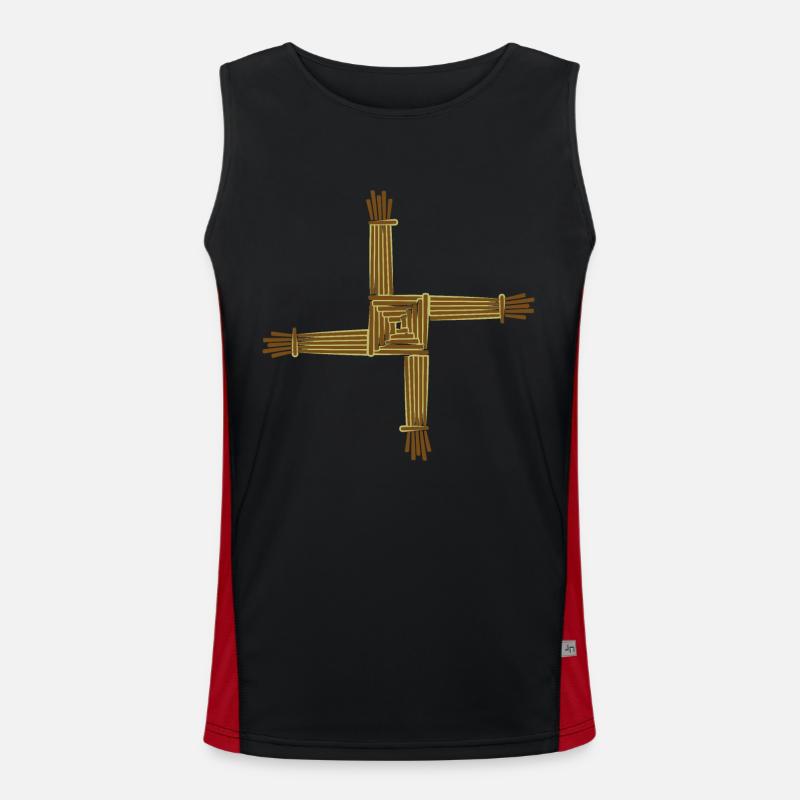 Idée cadeau de symboles celtiques de St. Brigid Cross Débardeur respirant contrasté Homme 