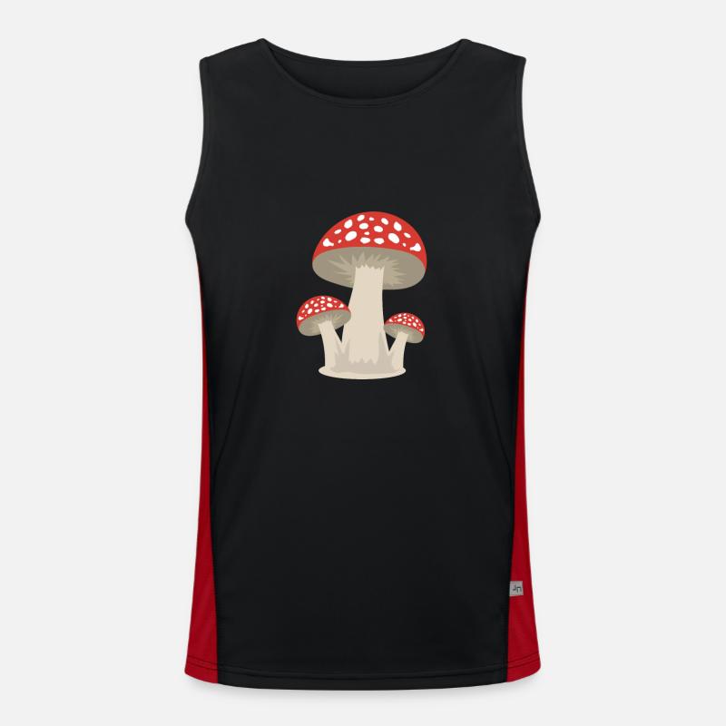 Mushroom lucky guy forest gift idea - Men's Functional Contrast Tank Top  - black/red