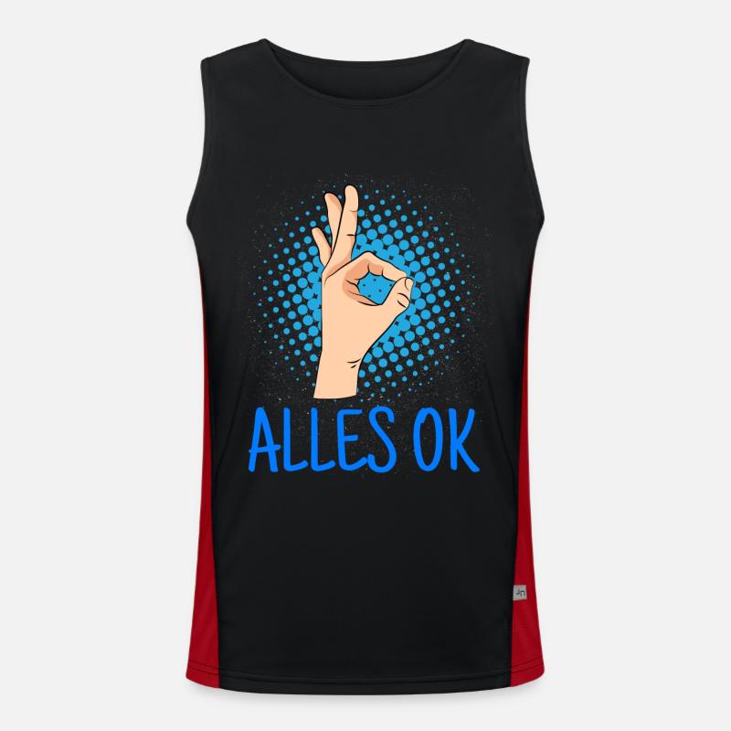 Alles ok? Alles ok! Handzeichen Tauchen Funktionelles Kontrast-Tank Top für Männer 