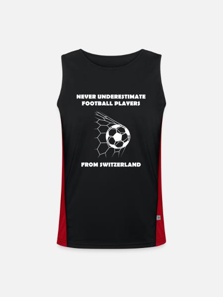 Soccer Fan Soccer Player Switzerland Soccer Player - Men's Functional Contrast Tank Top  - black/red - Front