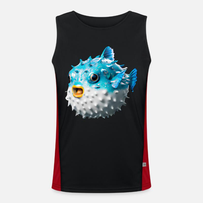 Inflated puffer fish Men's Functional Contrast Tank Top 