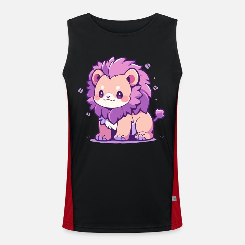 Mignon Chibi Lion Mignon Dessin Animé Design Débardeur respirant contrasté Homme 
