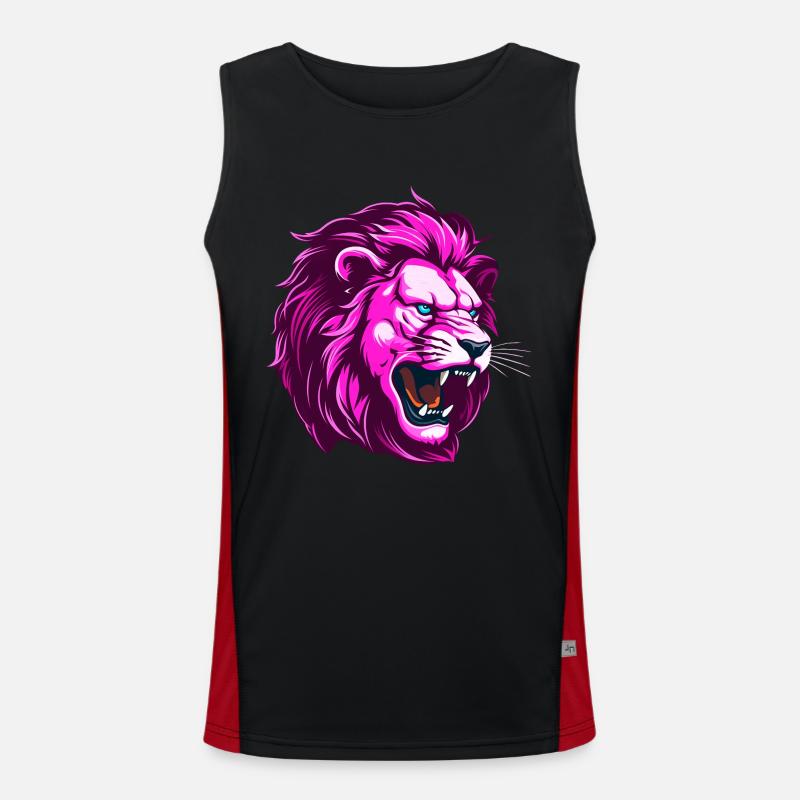 Pink Löwe Kopf Funktionelles Kontrast-Tank Top für Männer 