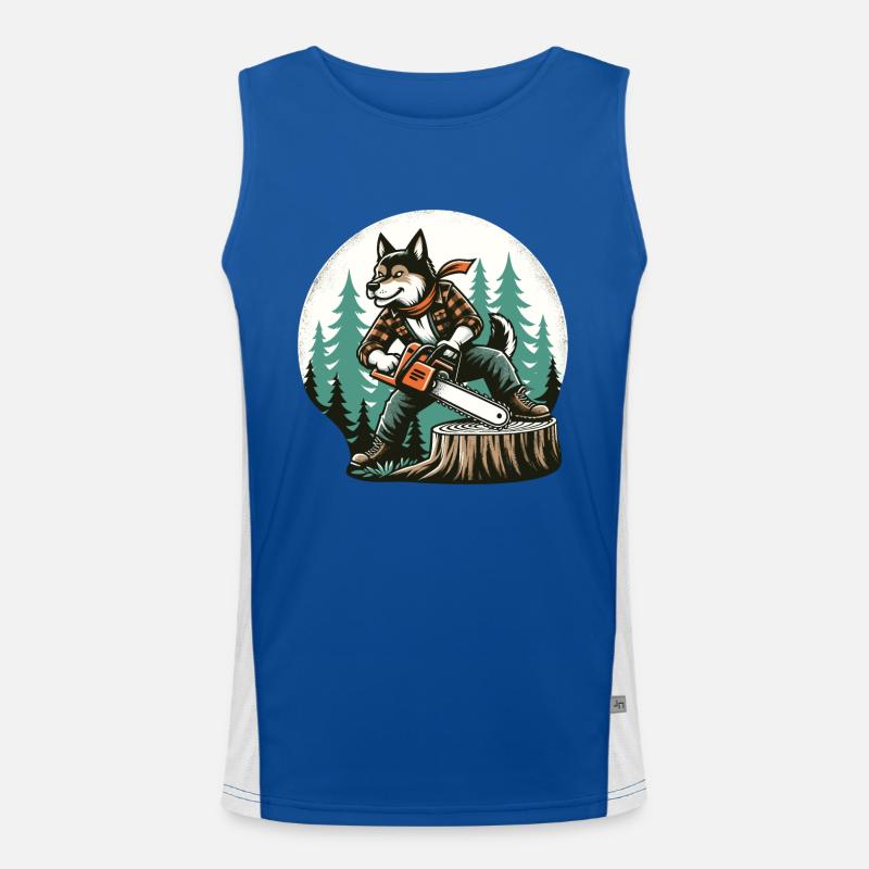 Renard, Bûcheron, Tronçonneuse, Arbre, Bois, Forêt Débardeur respirant contrasté Homme 