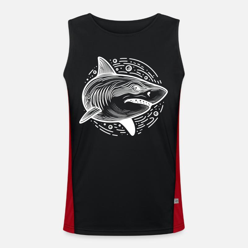 Cercle de dessin de requin Débardeur respirant contrasté Homme 