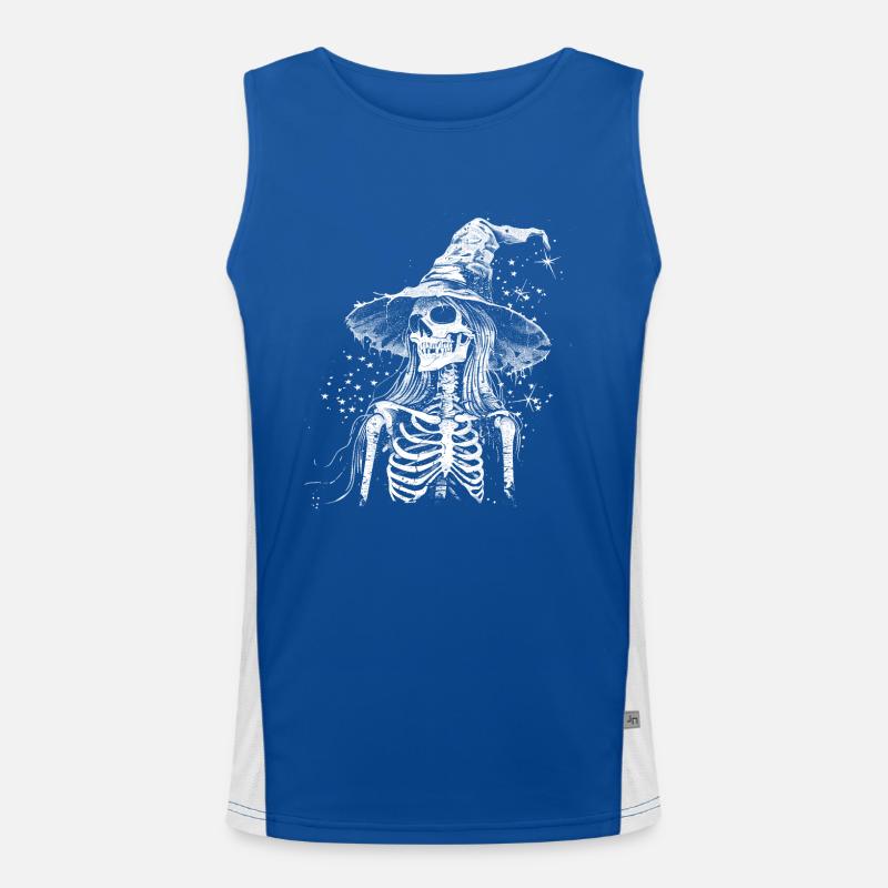 Dark Skeleton Witch with Witch Hat Men's Functional Contrast Tank Top 