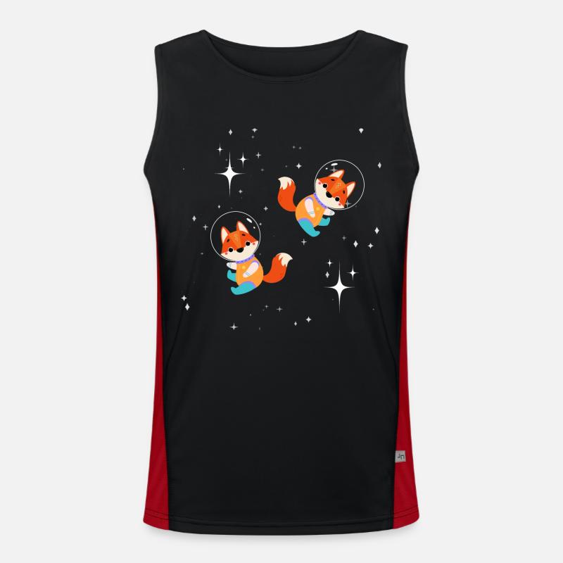 Astronaut Fox - Men's Functional Contrast Tank Top  - black/red