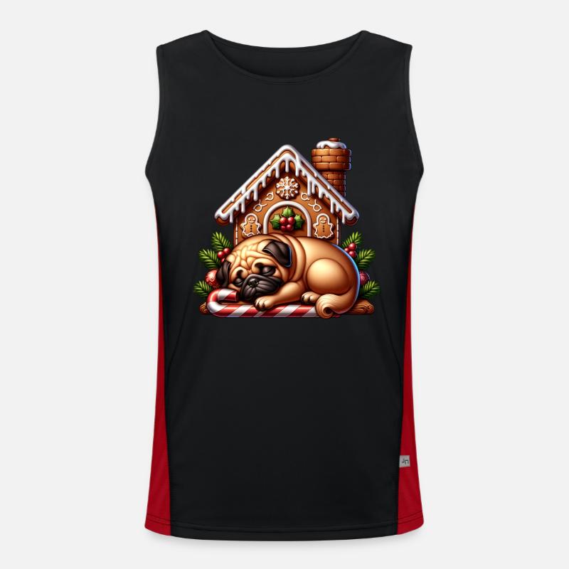 Pug Gingerbread Men's Functional Contrast Tank Top 