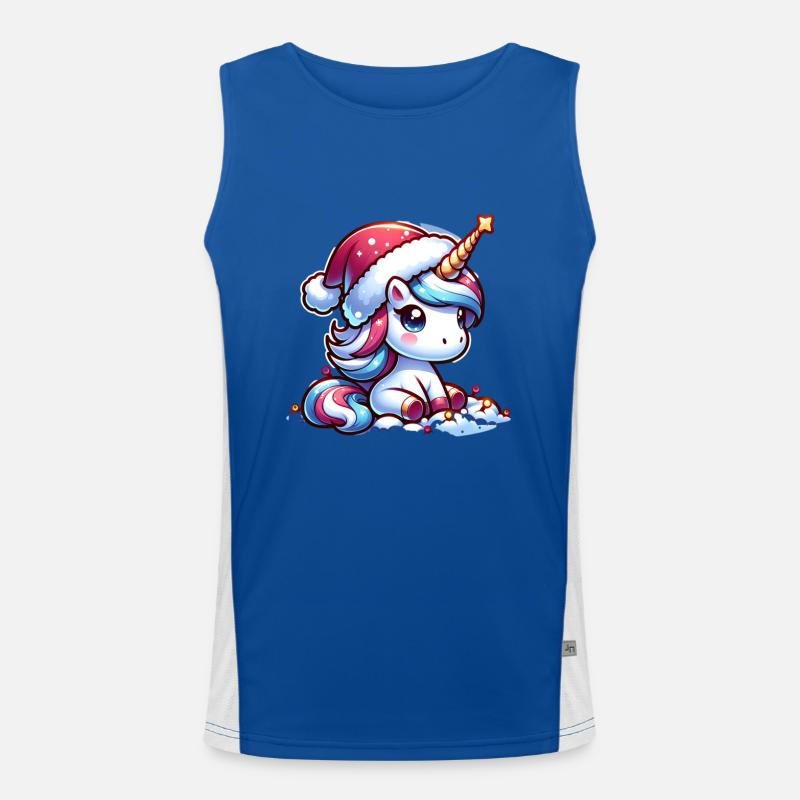 Weihnachts Einhorn Weihnachtsstern Funktionelles Kontrast-Tank Top für Männer 