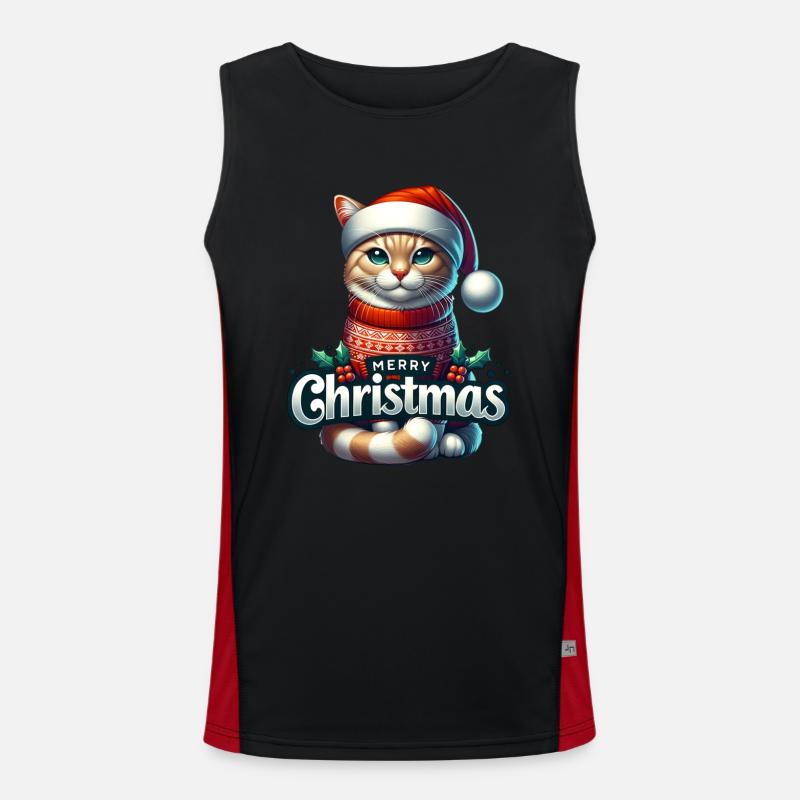 Mignon chat joyeux Noël avec chapeau de Père Noël Débardeur respirant contrasté Homme 