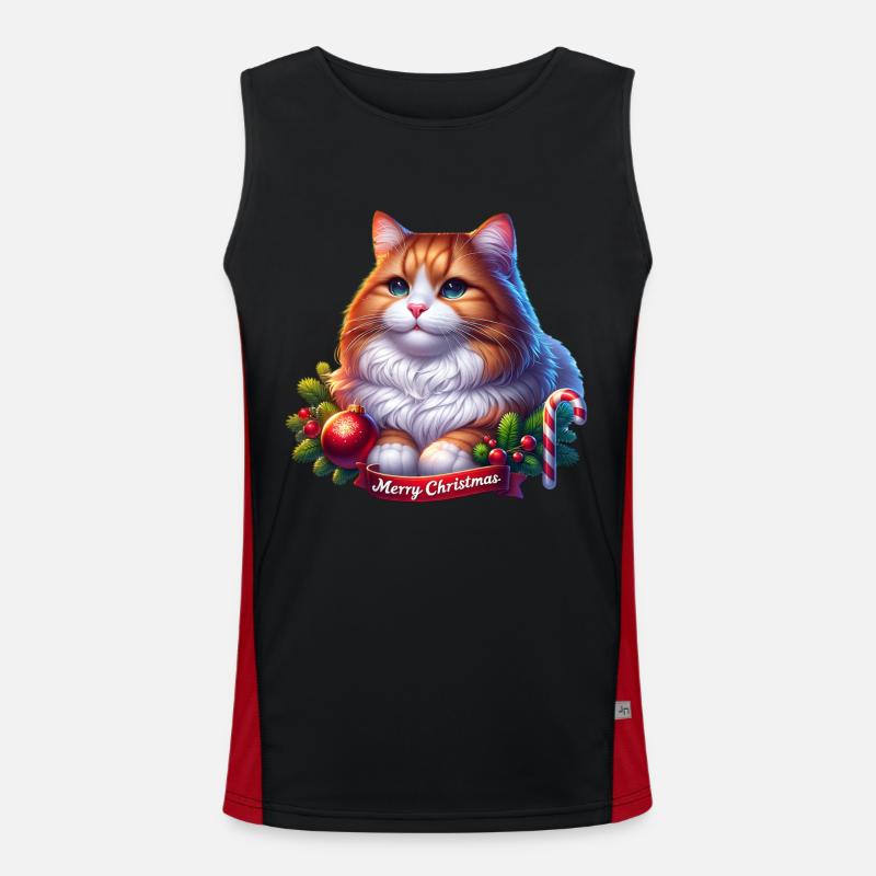 Katze Weihnachtskostüm Merry Christmas Funktionelles Kontrast-Tank Top für Männer 