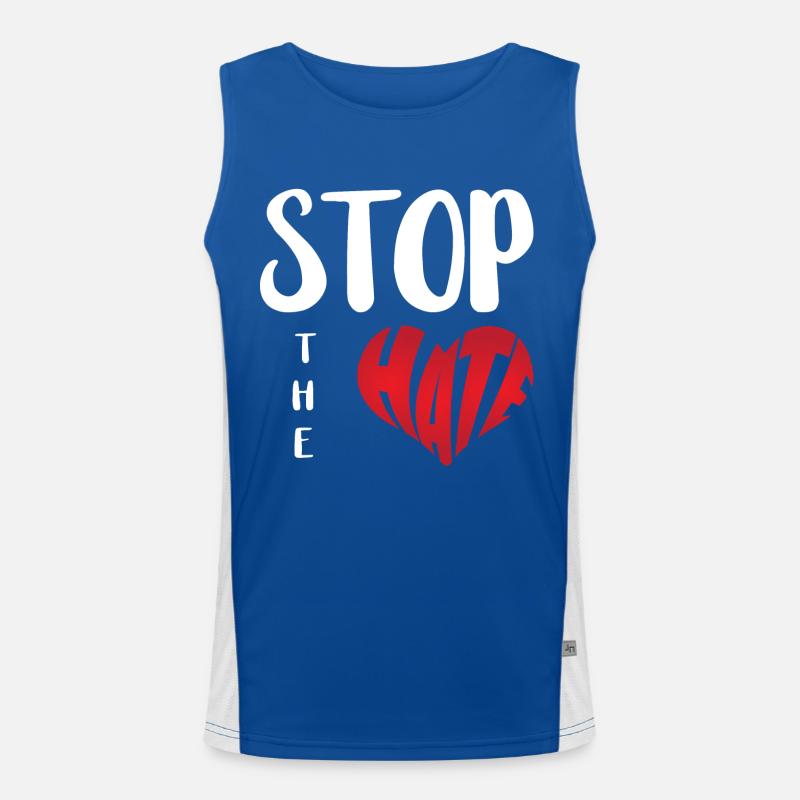 No Hate Dislike Stop Hate Anti Hate Men's Functional Contrast Tank Top 