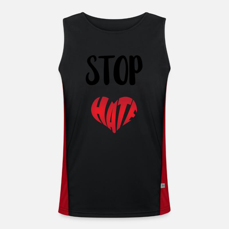 No Hate Dislike Stop Hate Anti Hate Men's Functional Contrast Tank Top 