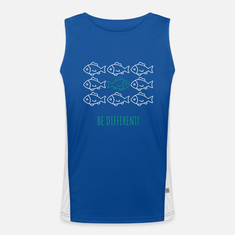 Be different! - Sei anders! Fisch Schwarm Funktionelles Kontrast-Tank Top für Männer 