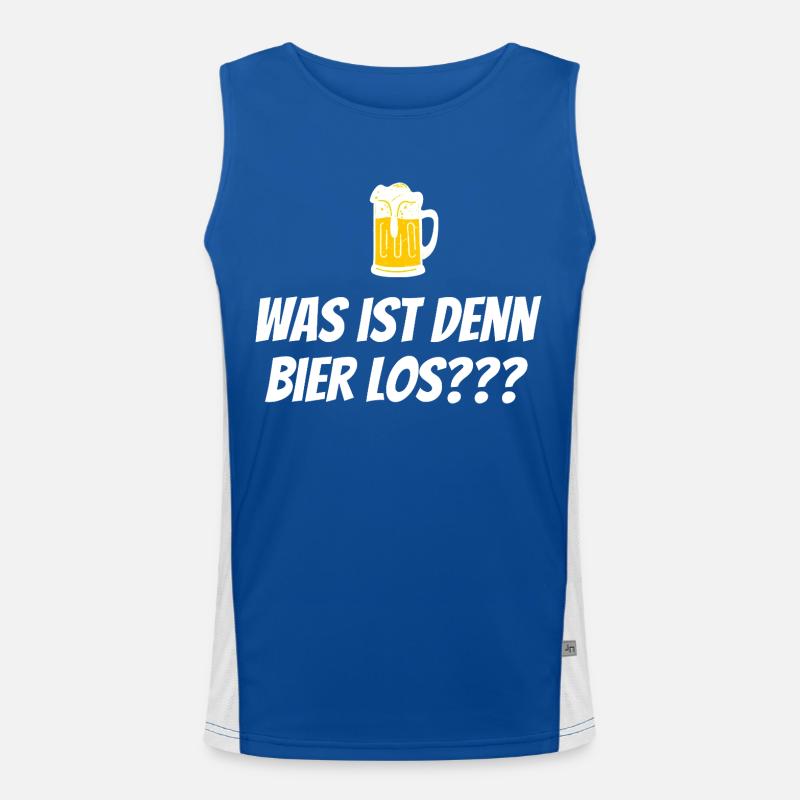 Was ist denn Bier los? - Bierkrug Spruch Funktionelles Kontrast-Tank Top für Männer 