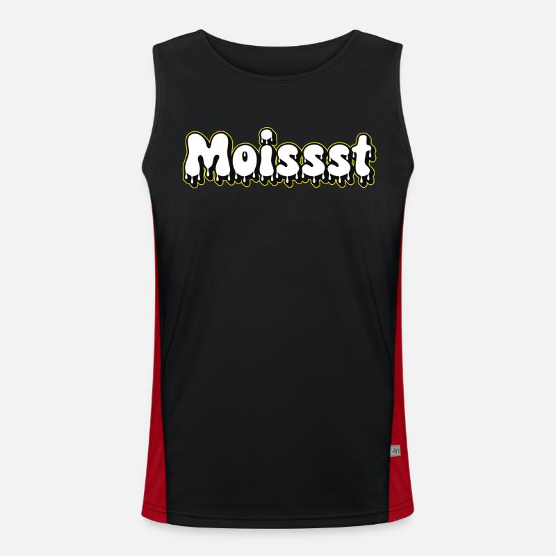 Moist Text Logo Funktionelles Kontrast-Tank Top für Männer 