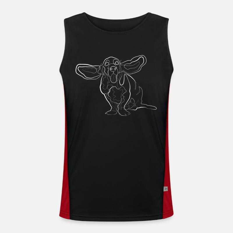Hund mit großen Ohren - one line drawing Funktionelles Kontrast-Tank Top für Männer 
