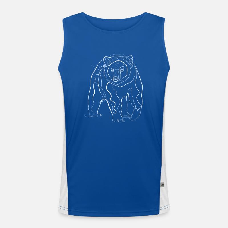 Bear animal motif - one line drawing Men's Functional Contrast Tank Top 