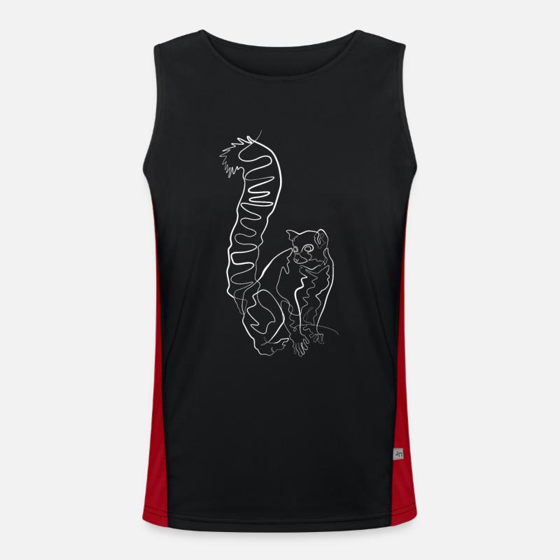 Lemur Madagaskar - one line drawing Funktionelles Kontrast-Tank Top für Männer 