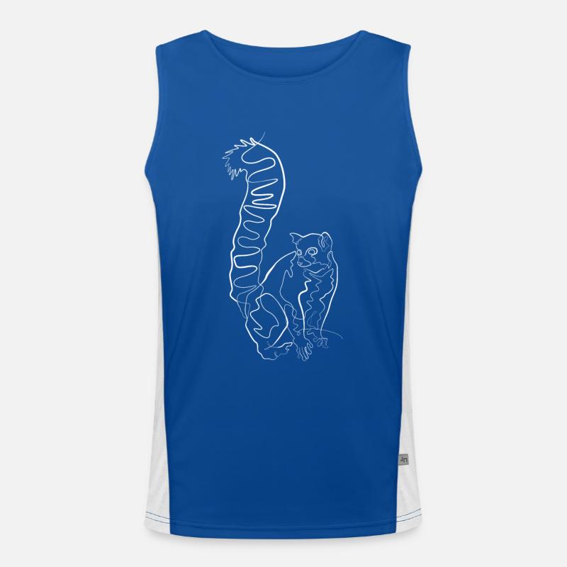 Lemur Madagaskar - one line drawing Funktionelles Kontrast-Tank Top für Männer 