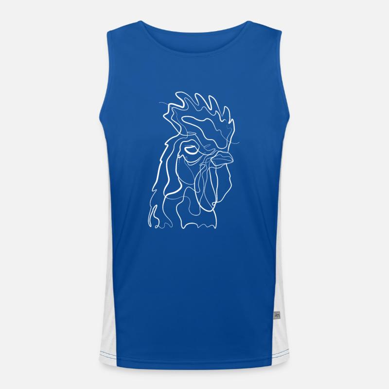 Rooster animal motif - one line drawing Men's Functional Contrast Tank Top 