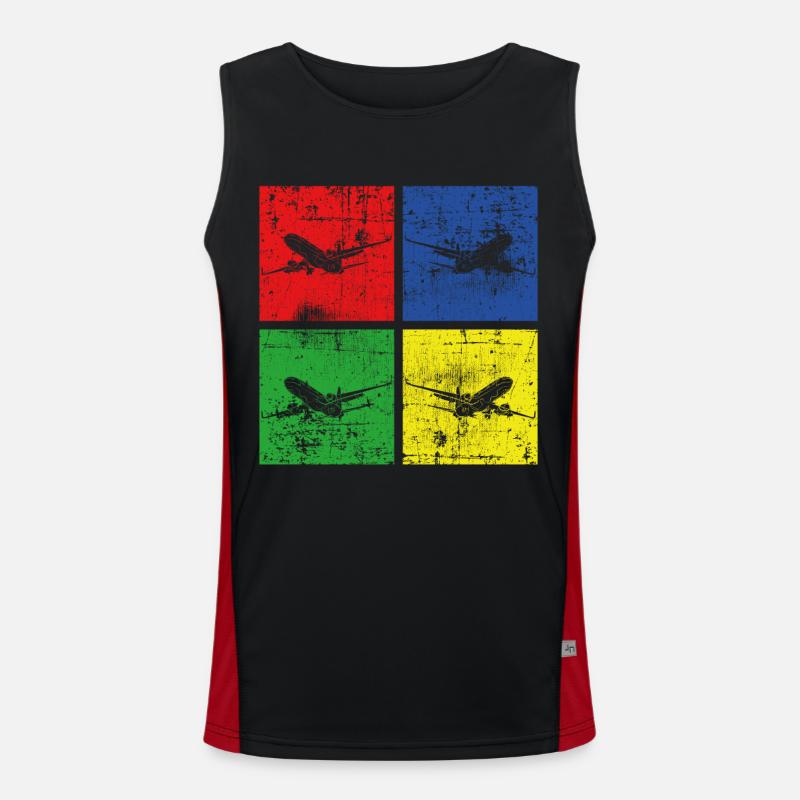 Flugzeug retro Funktionelles Kontrast-Tank Top für Männer 