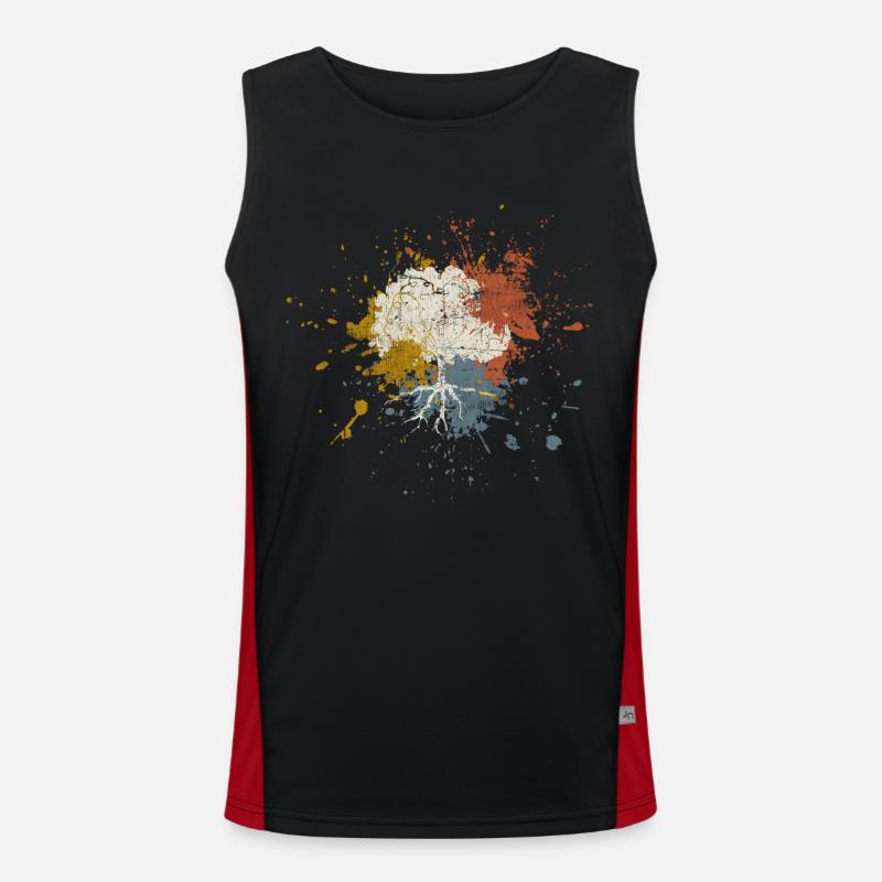 Tree - Men's Functional Contrast Tank Top  - black/red