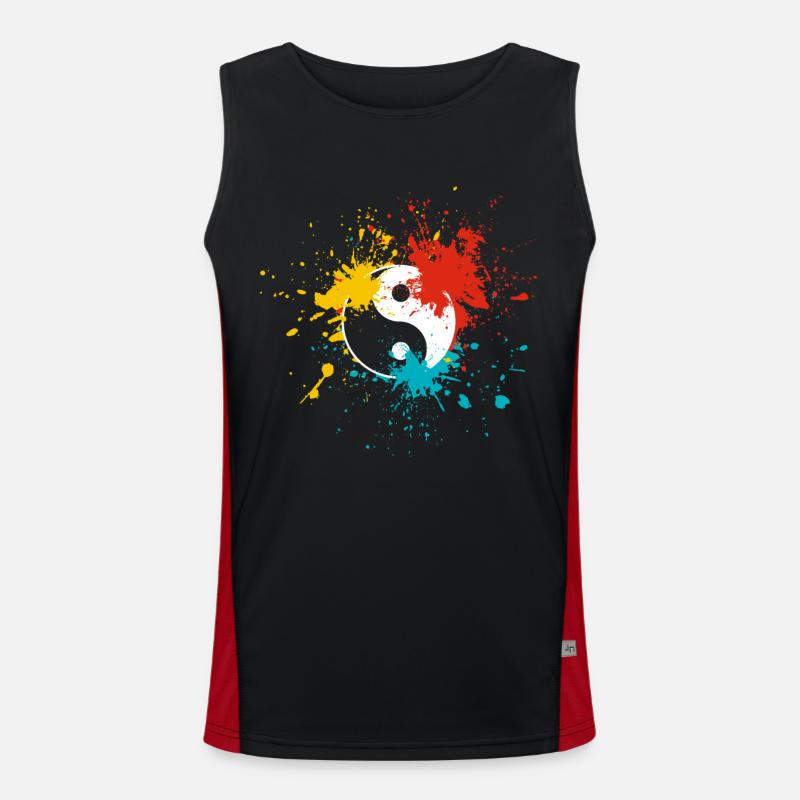Yin Yang - Men's Functional Contrast Tank Top  - black/red