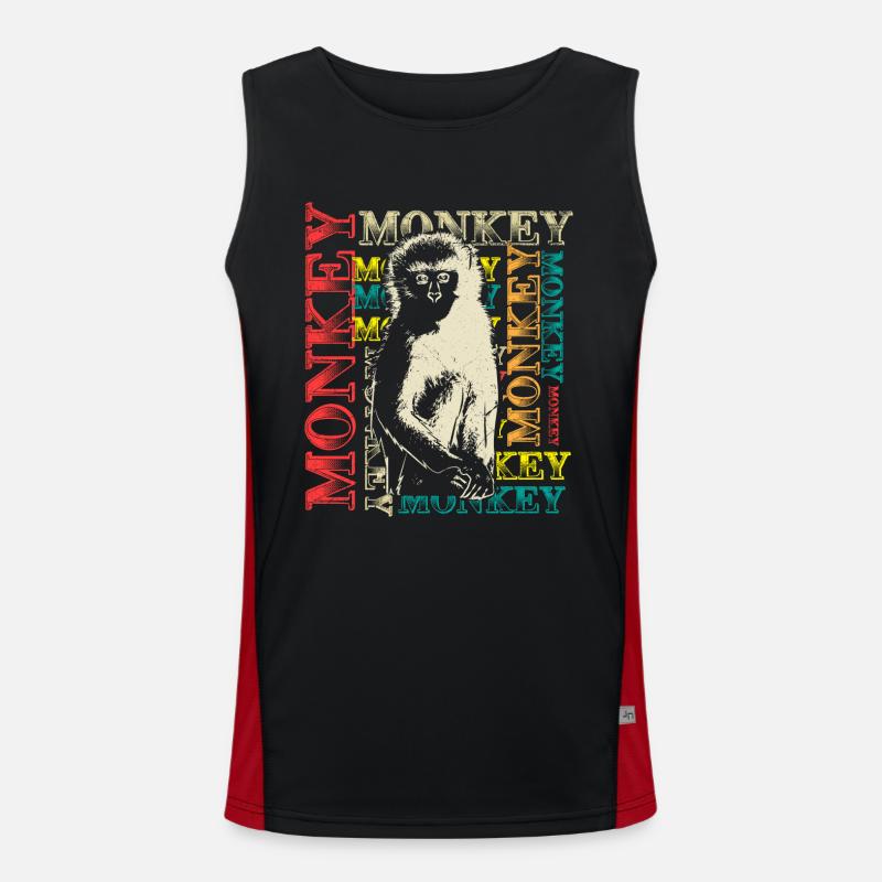 Monkey monkey chimp gift - Men's Functional Contrast Tank Top  - black/red