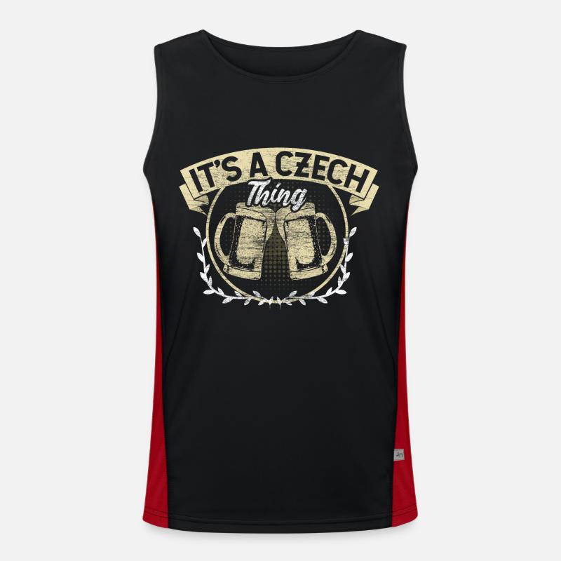 Czech Republic Flag Gift Idea Men's Functional Contrast Tank Top 