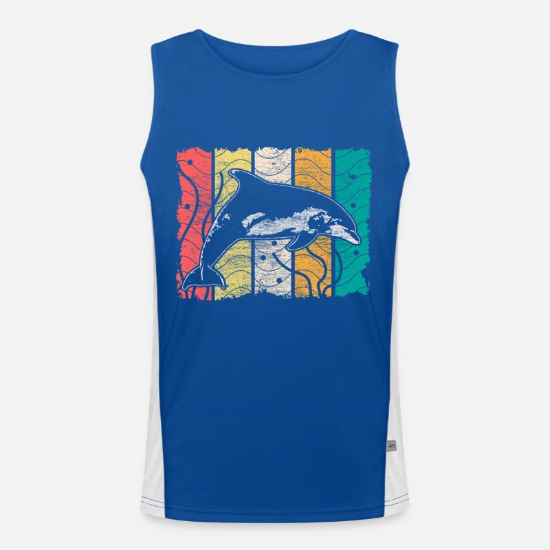 Dolphin Diving Gift Idea Men's Functional Contrast Tank Top 