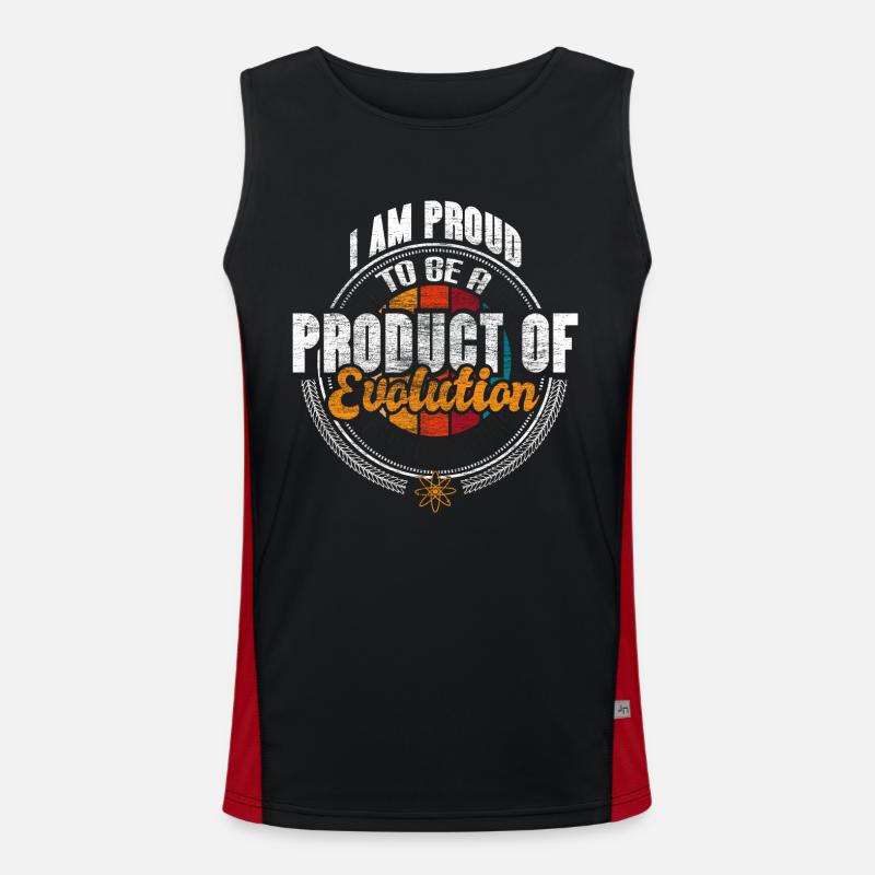 Evolution Mensch Geschichte Geschenkidee Funktionelles Kontrast-Tank Top für Männer 