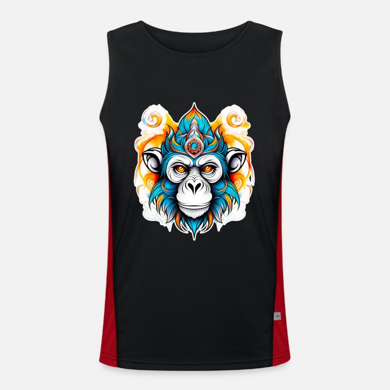 Monkey Stencil - Men's Functional Contrast Tank Top  - black/red