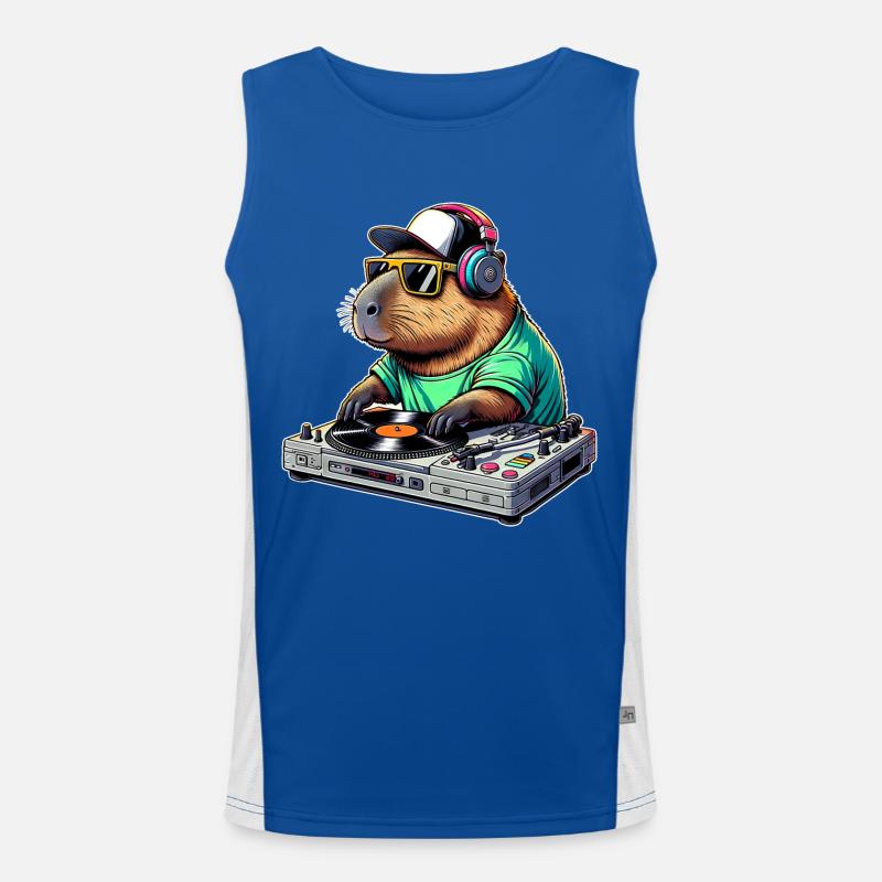 Capybara Dj Funktionelles Kontrast-Tank Top für Männer 