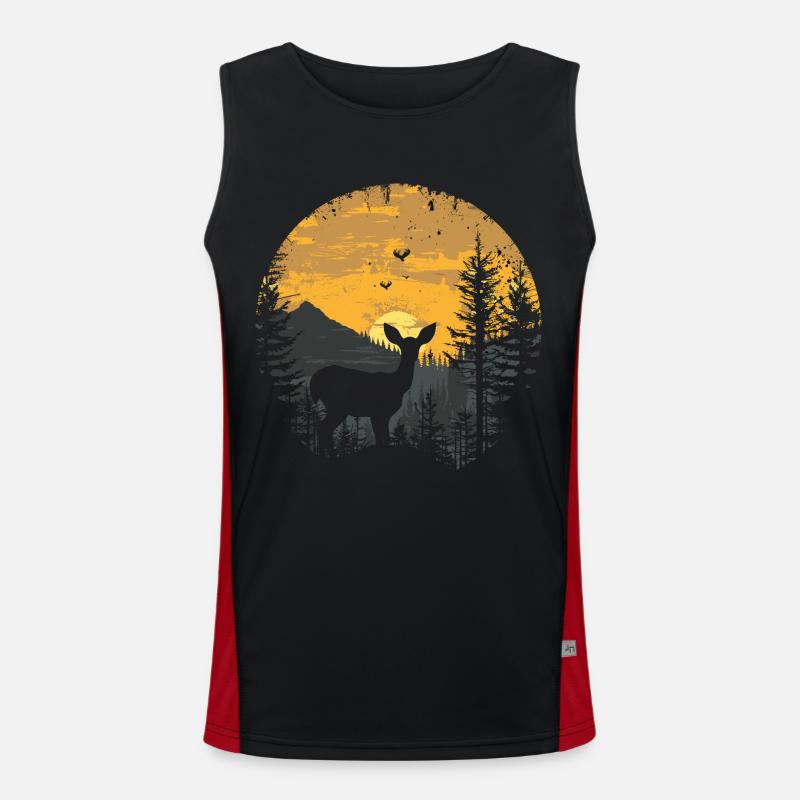 Cerf, Forêt, Cerf, Nature, Coucher De Soleil Débardeur respirant contrasté Homme 