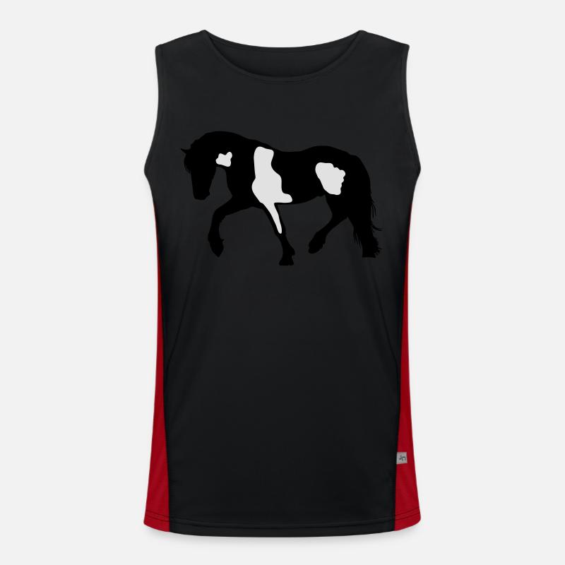 Tinker, Pinto, Barock Pinto, Schecke Silhouette Funktionelles Kontrast-Tank Top für Männer 