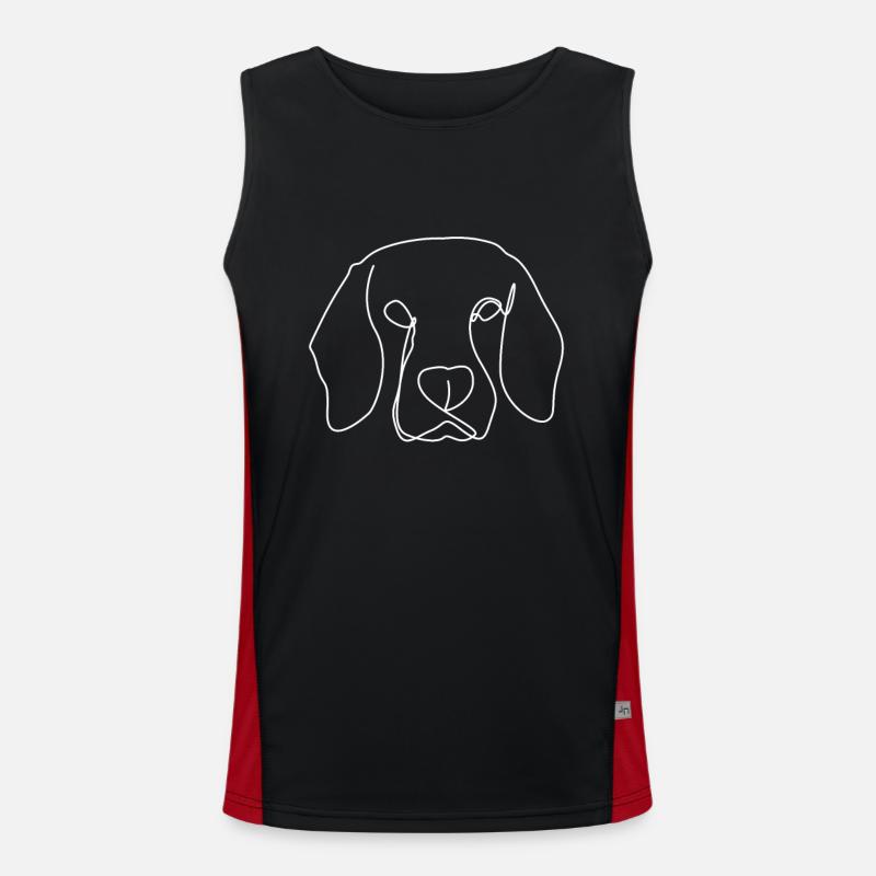 Dog head stylized - One-Liner Art Men's Functional Contrast Tank Top 