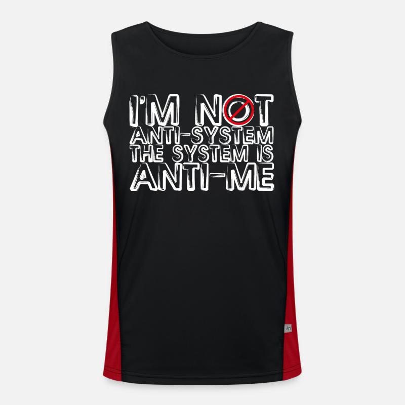 Anti-System Anti-Me Rebellisches Statement-Design Funktionelles Kontrast-Tank Top für Männer 