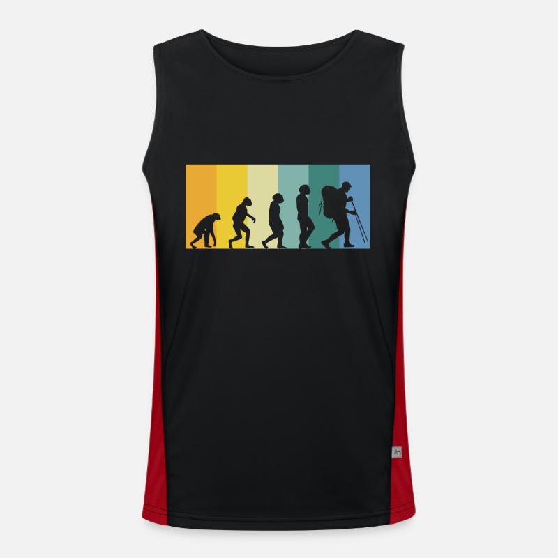 Evolution Wanderer - wandern retro vintage Farben Funktionelles Kontrast-Tank Top für Männer 