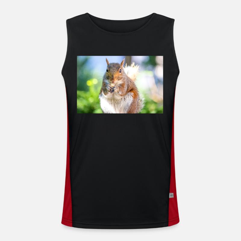 Eating Grey squirrel Grauhörnchen - Men's Functional Contrast Tank Top  - black/red