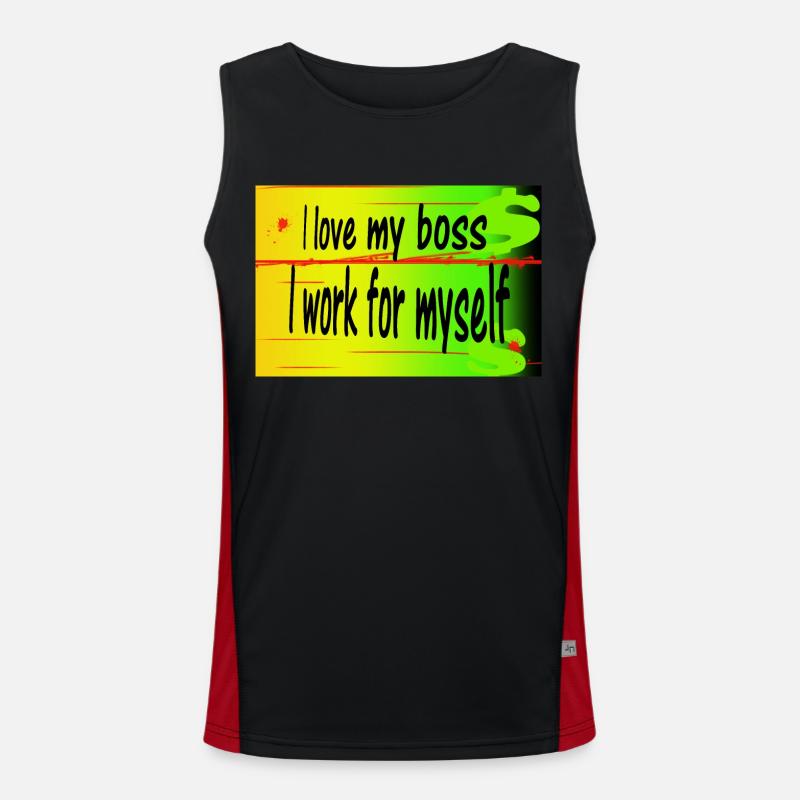 I love my I work for myself Men's Functional Contrast Tank Top 