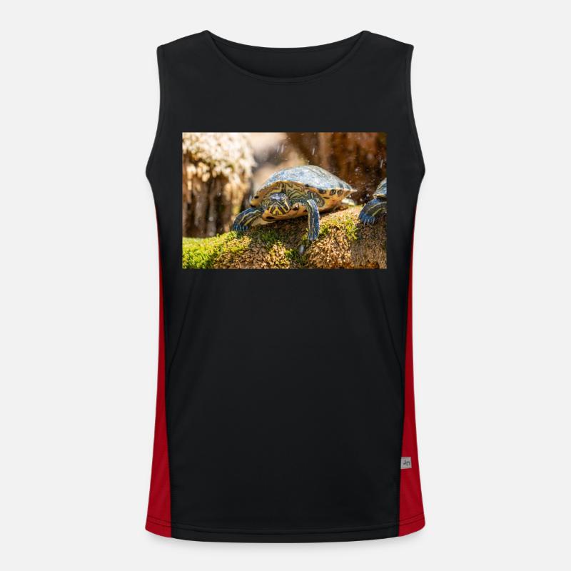 Yellow-bellied slider Trachemys scripta scripta - Men's Functional Contrast Tank Top  - black/red