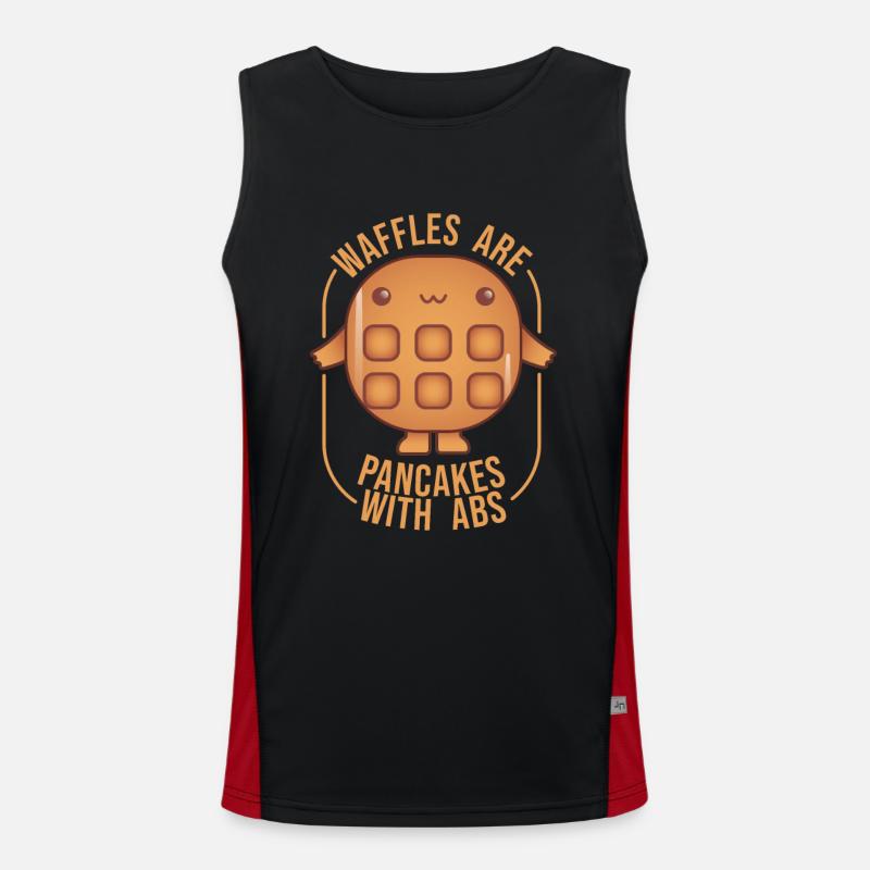 Lustiger Spruch - Waffles are pancakes with abs Funktionelles Kontrast-Tank Top für Männer 