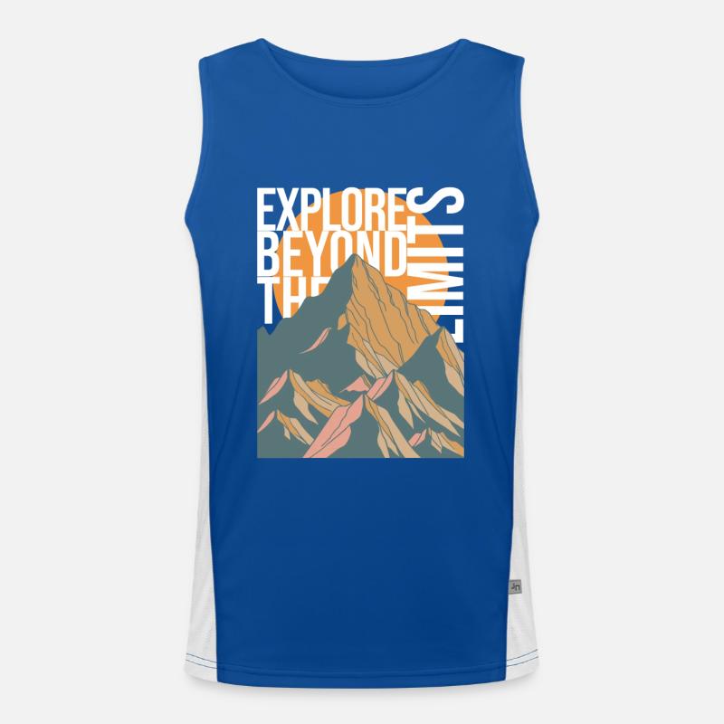 EXPLORE BEYOND THE LIMITS - Berge Gebirge Gipfel Funktionelles Kontrast-Tank Top für Männer 